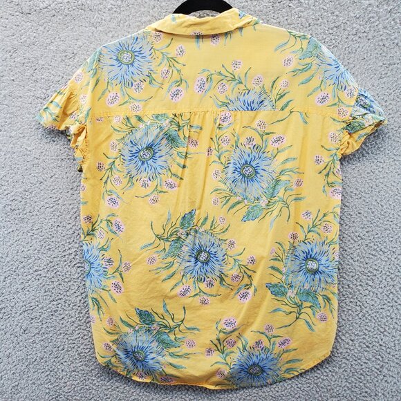 Madewell Ruffle-Sleeve Button-Down Shirt in Painted Blooms Size XS - Picture 5 of 6